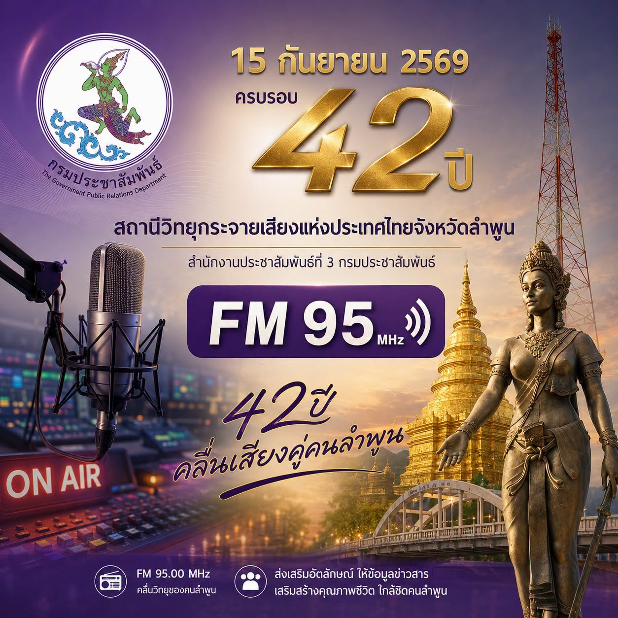 สวท.ลำพูน จัดพิธีทำบุญเนื่องในวันคล้ายวันก่อตั้ง ครบรอบ 42 ปี มุ่งสานต่อภารกิจด้านสื่อสารมวลชนเพื่อประชาชน 